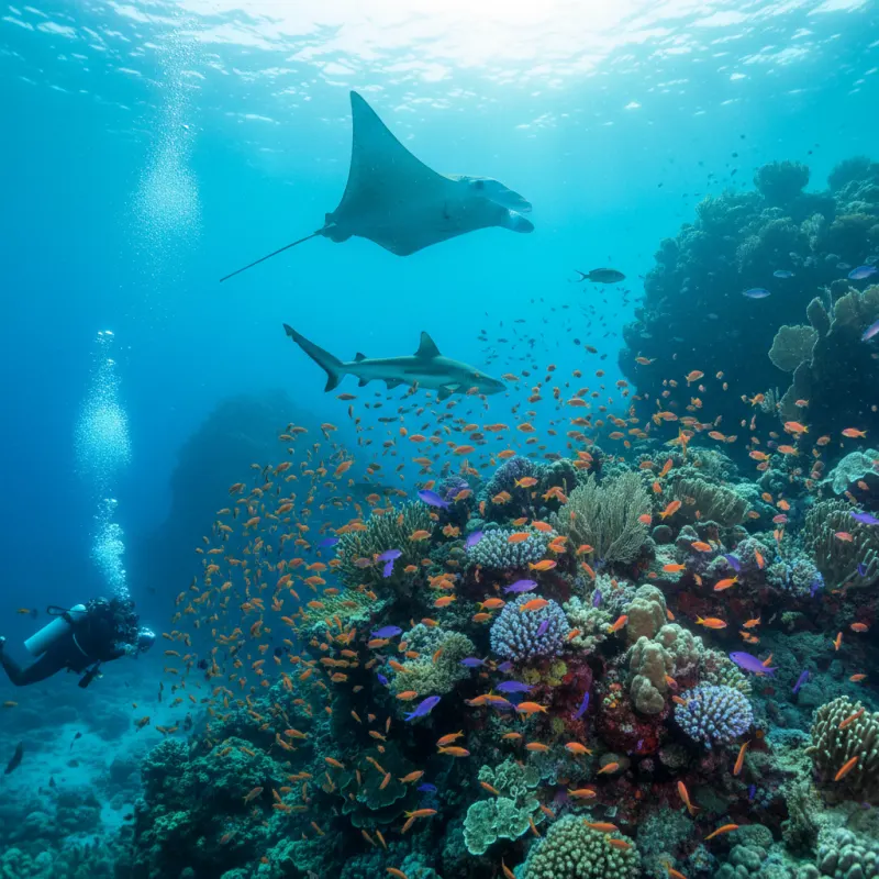Vibrant coral reef in Raja Ampat